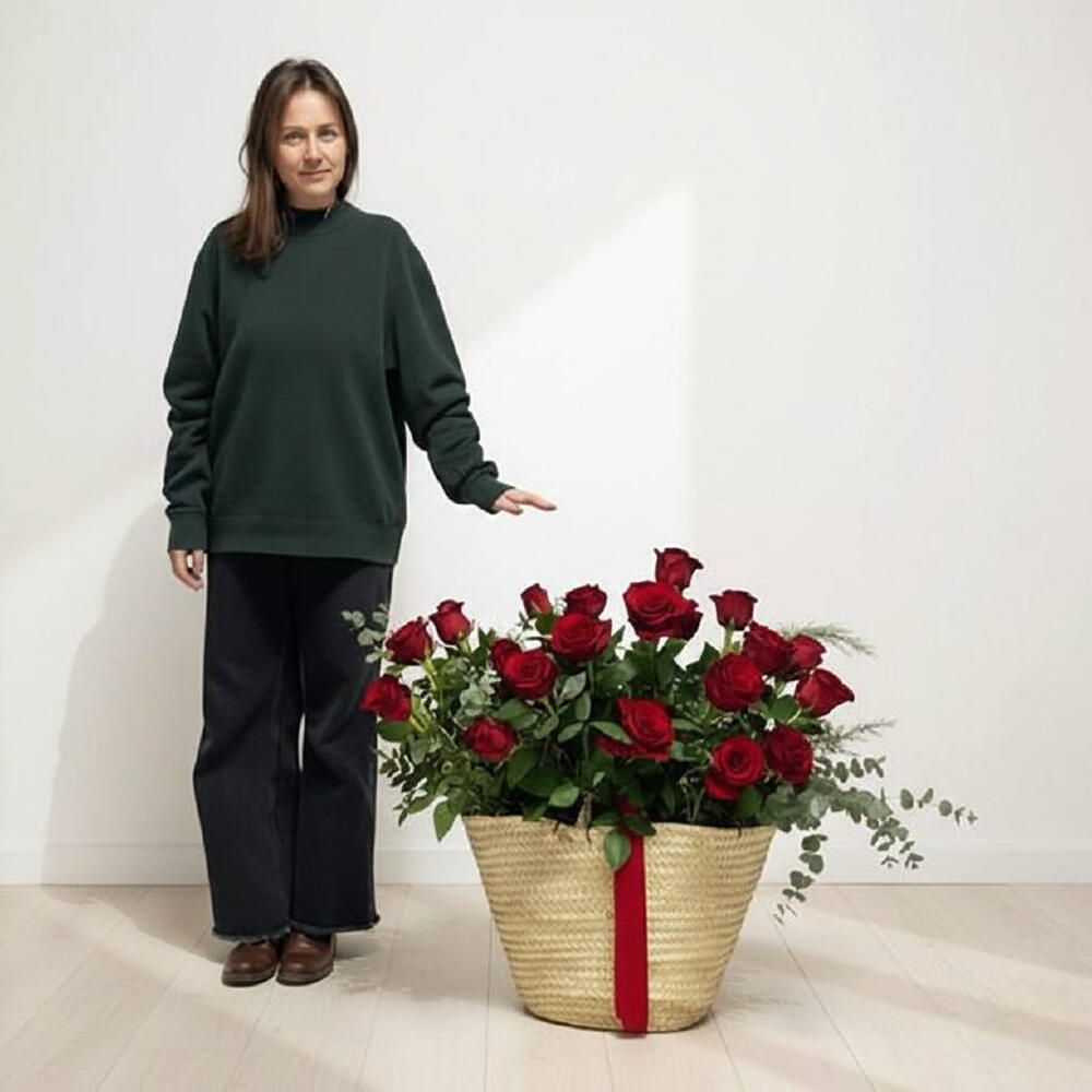 Cesta de rosas rojas, 30 rosas (foto 4)