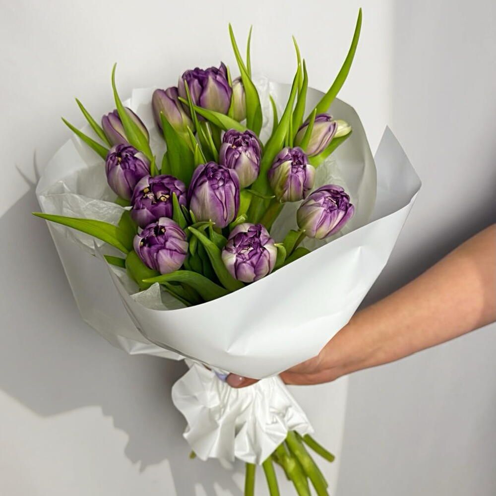 Ramo de tulipanes lila, 15 tulipanes