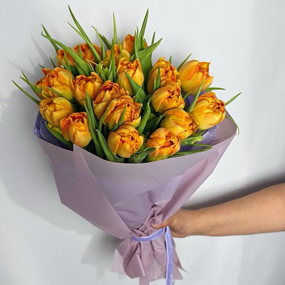 Ramo de tulipanes dobles naranja, 20 tulipanes