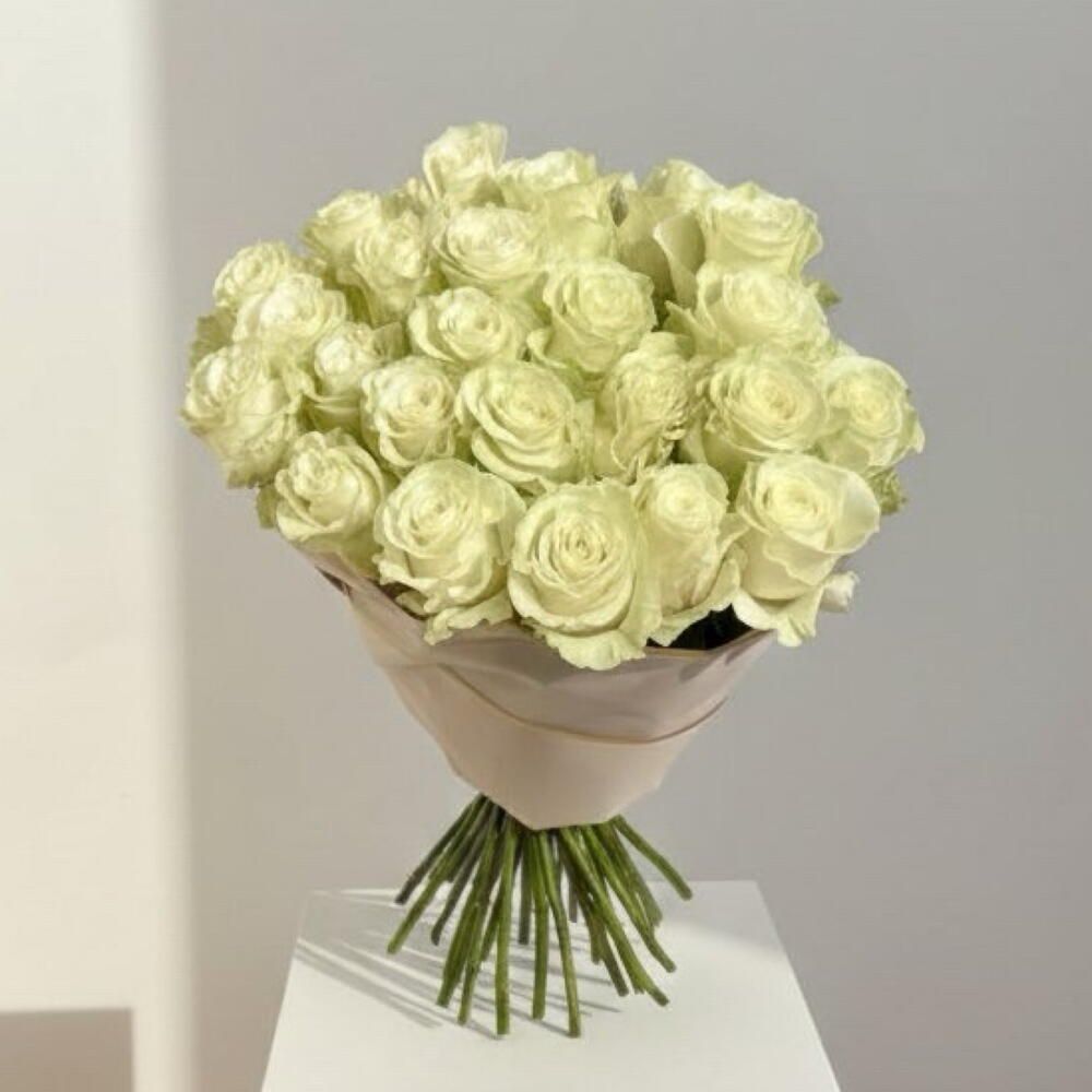 Ramo de 25 rosas blancas, 25 rosas (foto 5)