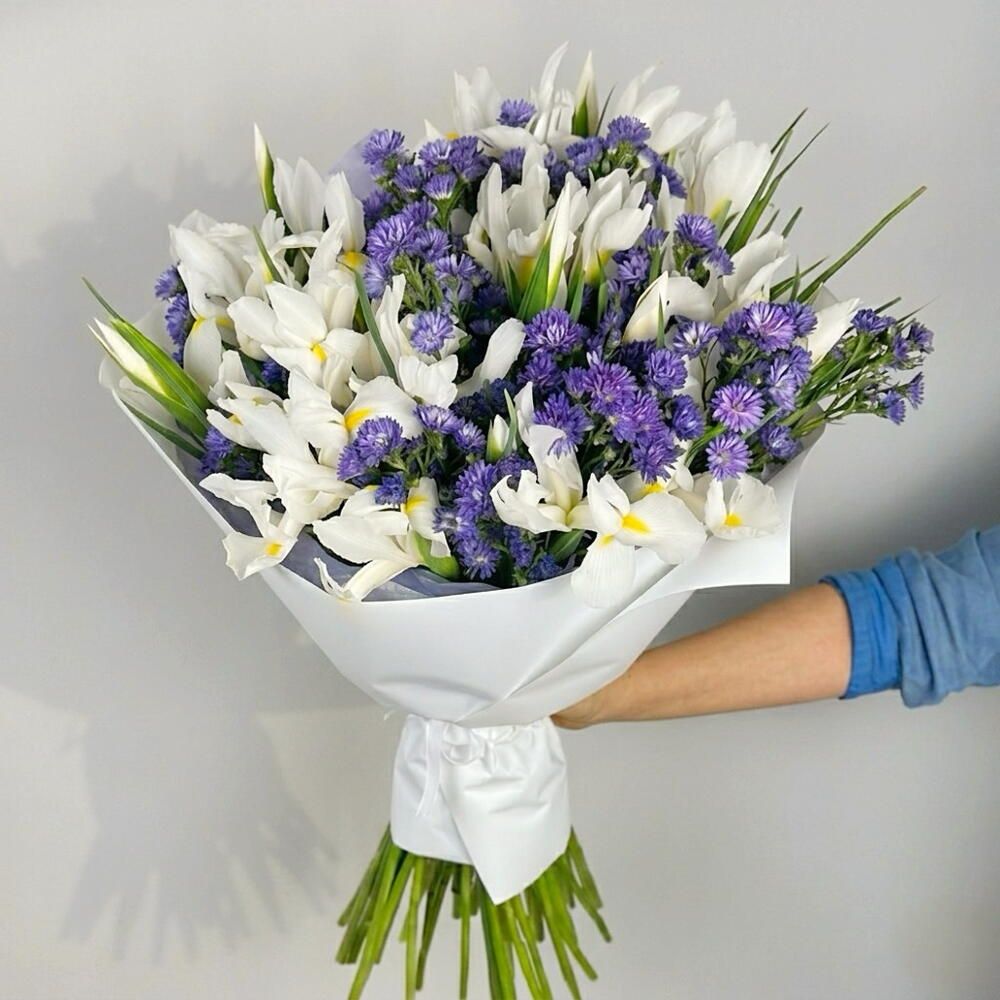 Ramo de iris blancos y estatice, 50 iris